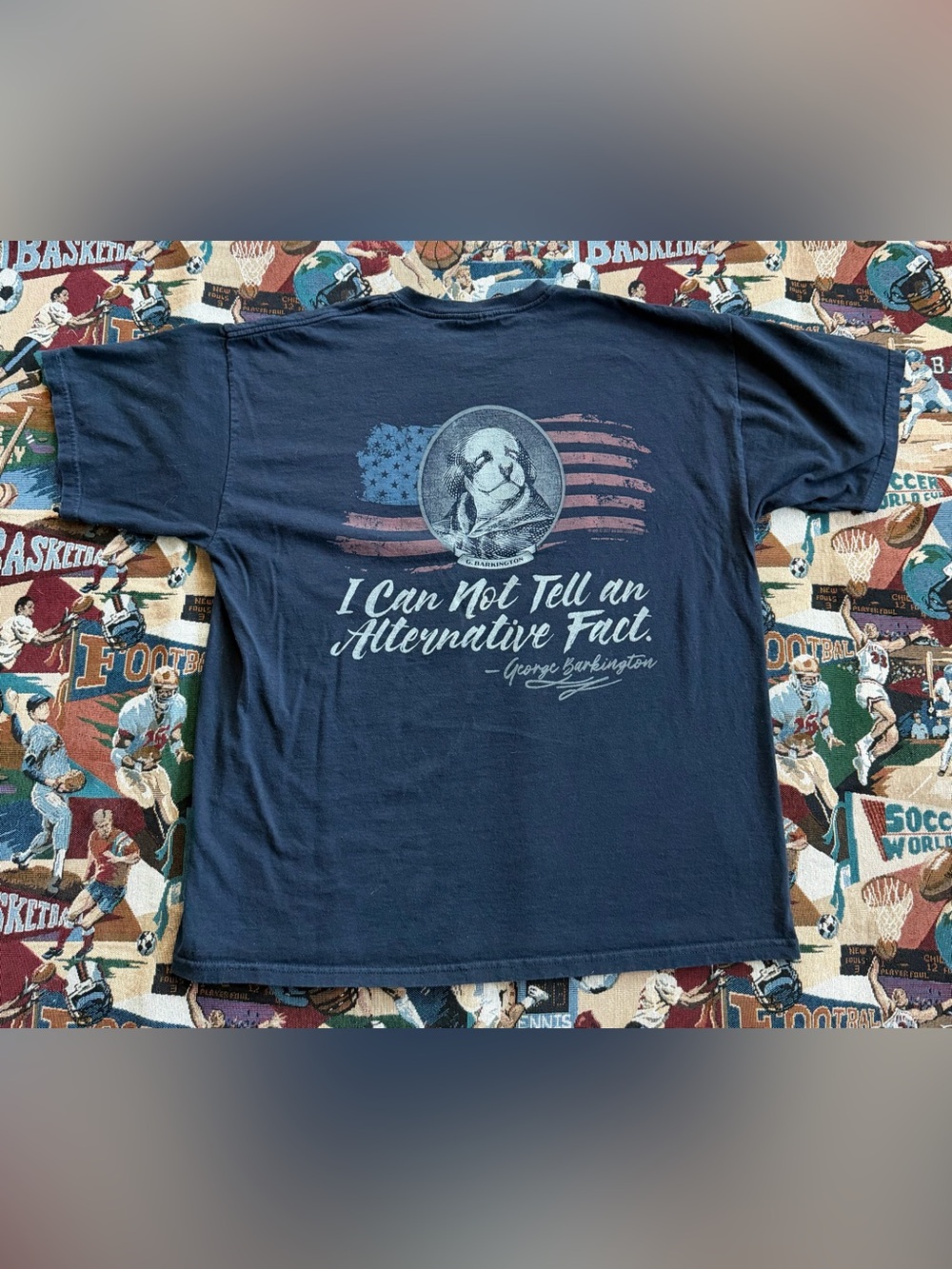 Vintage Men’s Big Dogs Navy George Barkington Graphic T-shirt